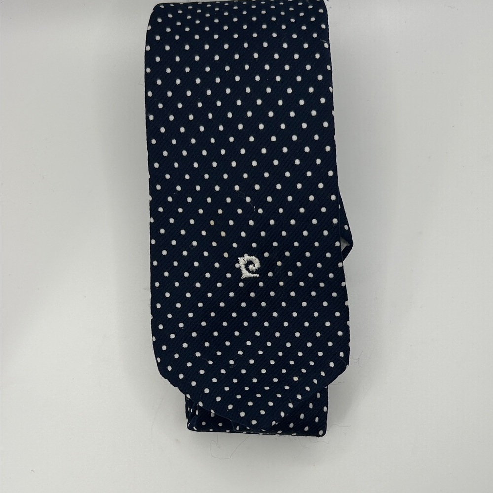 Pierre Cardin Navy and White Polka Dot Men's Tie